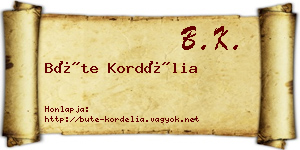 Büte Kordélia névjegykártya